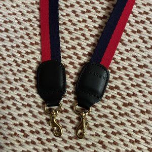 Clare V Navy + Red Striped Webbing Shoulder Strap